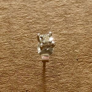 1 SINGLE Princess Cut Diamond Solitaire Stud Earrings 3mm 925 ZEI, Rosy Blue.